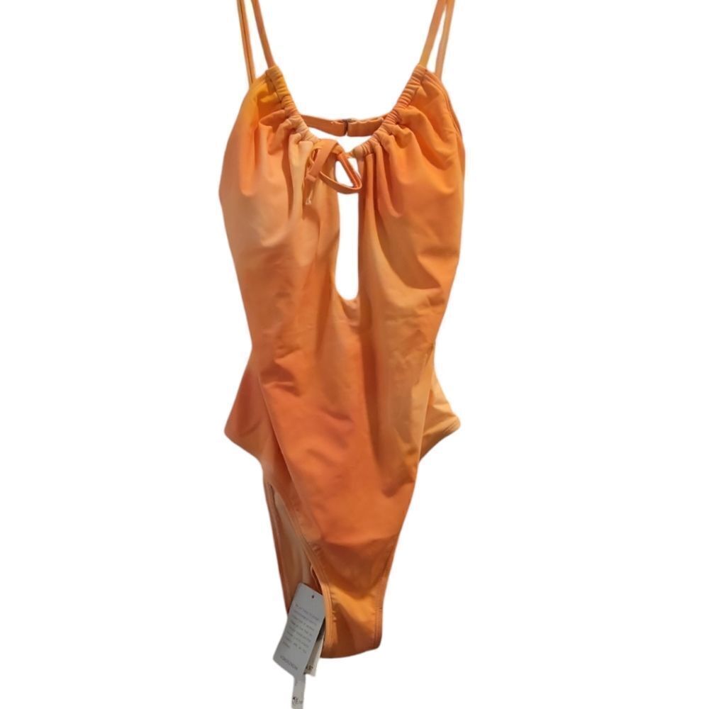 CUPSHE Wms Sz Large Peach Gathered Neck One-Piece Swimsuit NWT